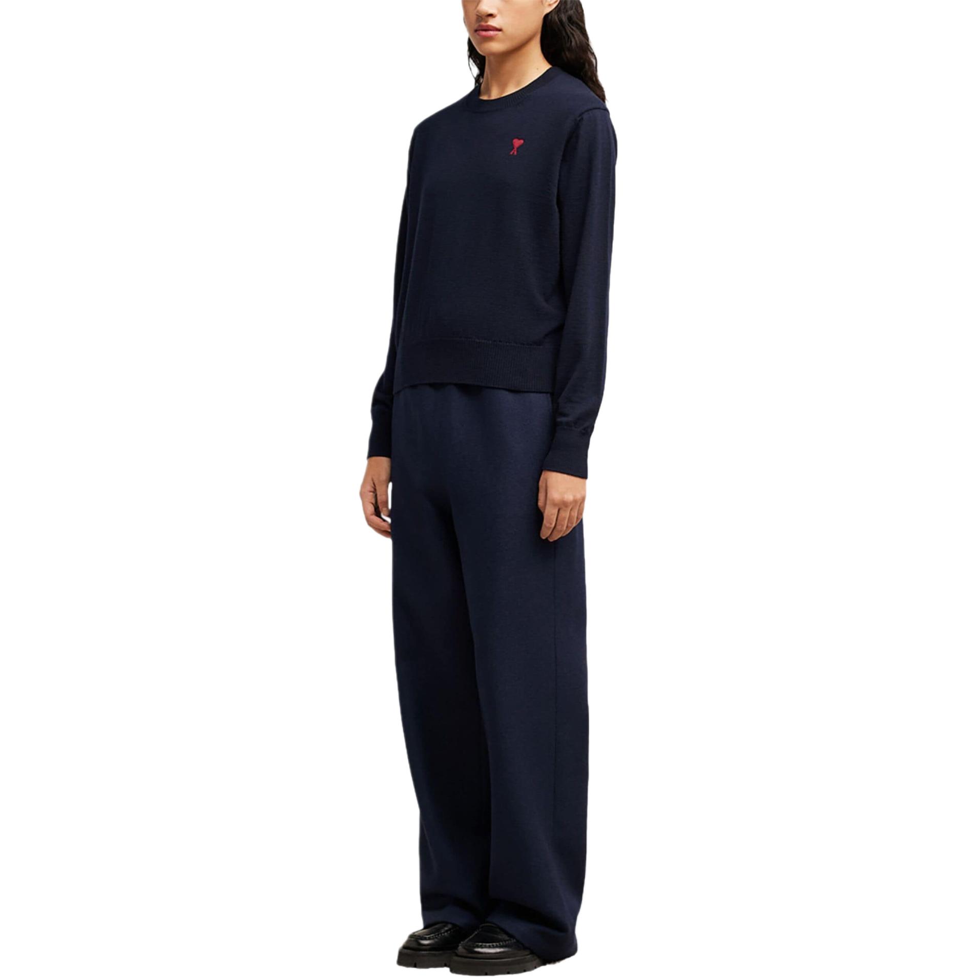 (Women) Ami Paris AMIPARIS SS24  Navy Blue Heart Pattern Knit Pullover Sweater. BFFKS111KN0025-NAVY 圖 5