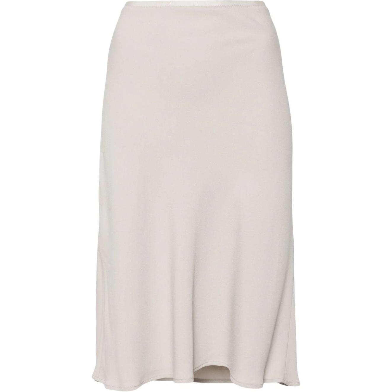 (Women) Ami Paris AMIPARIS SS24 Solid Elastic Waist Midi Skirt Women’s Light Beige Casual Skirt FSK221AC0009