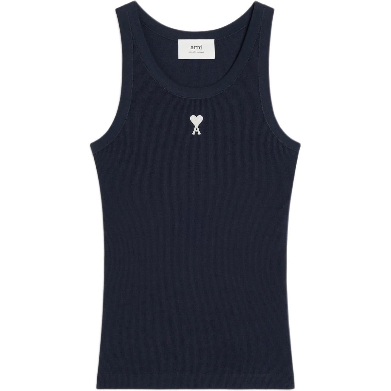 (Women) AMI PARIS AMIPARIS SS25 Slim-Fit Sleeveless Knit Tank Top Blue FTK160JE0117-430