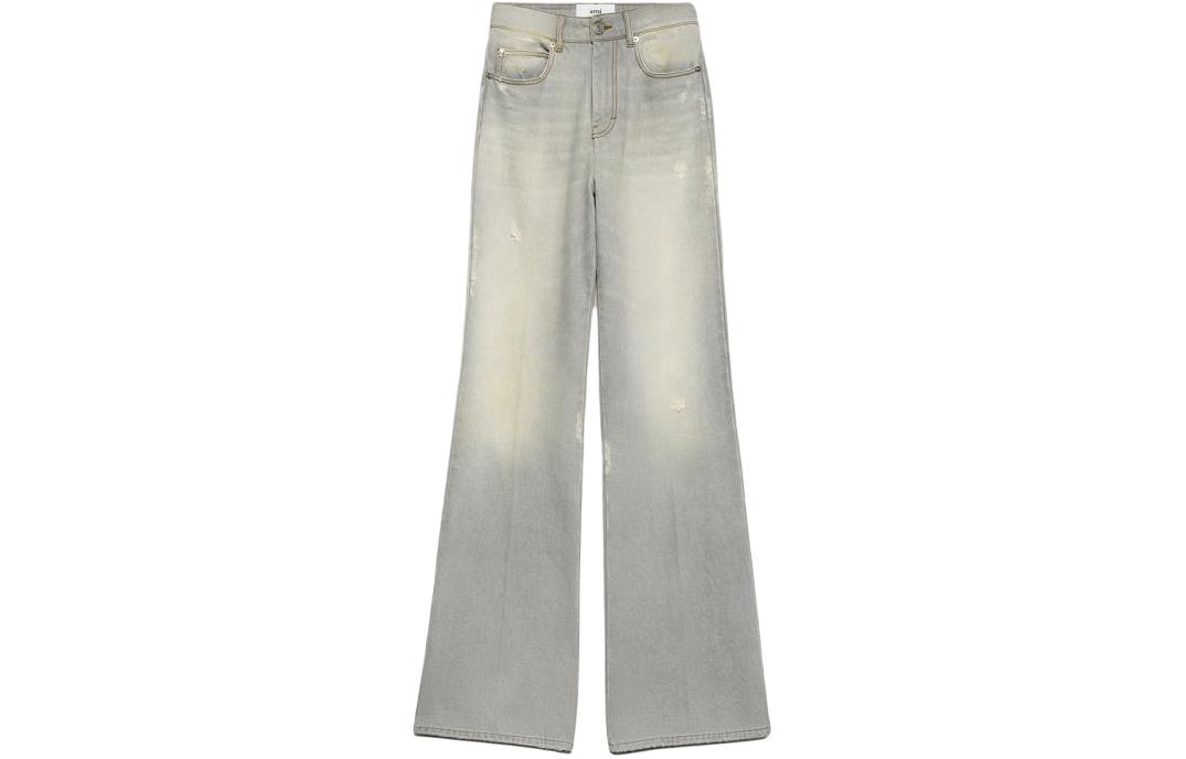 Order (W) Ami Paris AMIPARIS 女士灰色低腰宽松喇叭牛仔裤 水洗款 FTR420DE00190-554