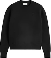 (Women) AMI PARIS Black Crewneck Fleece Cotton Sweatshirt USW027749-001 (Women) AMI PARIS Black Crewneck Fleece Cotton Sweatshirt USW027749-001