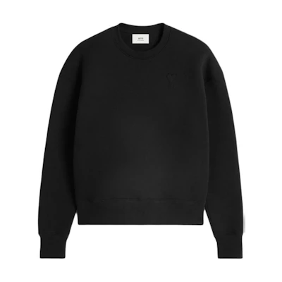 (Women) AMI PARIS Black Crewneck Fleece Cotton Sweatshirt USW027749-001