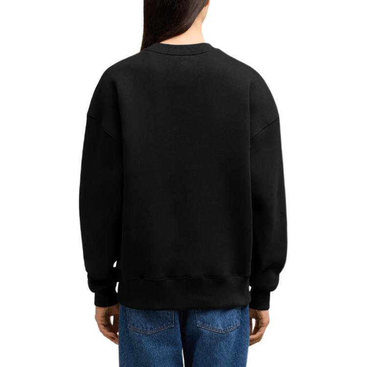 Shop (W) AMI PARIS Baju Sweatshirt Hitam Fleece Cotton Lelaki USW027749-001