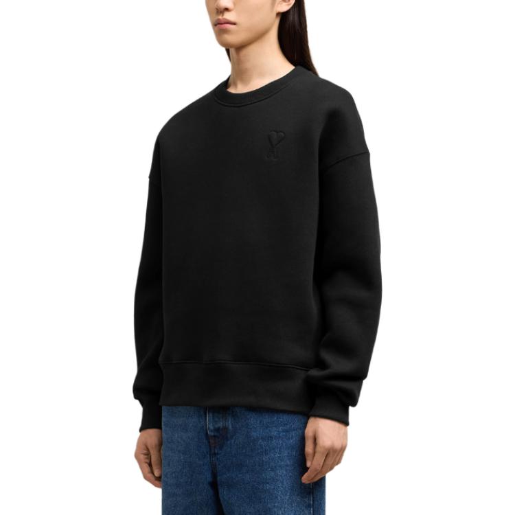 Purchase (W) AMI PARIS Baju Sweatshirt Hitam Fleece Cotton Lelaki USW027749-001