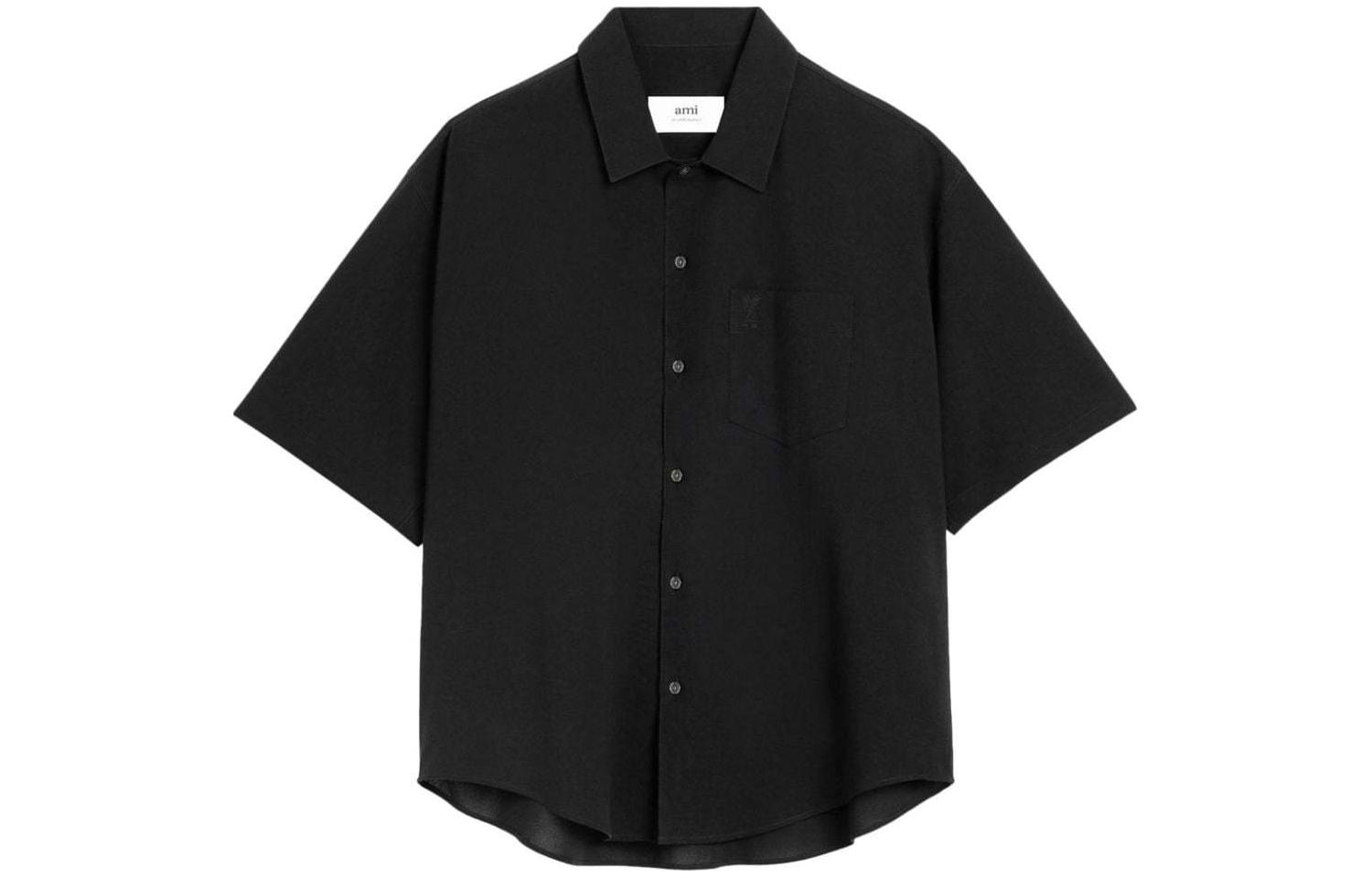 (Women) AMI Paris Curved Hem Short Sleeve Shirt  Black E24HSH219CO0062-001 圖 2