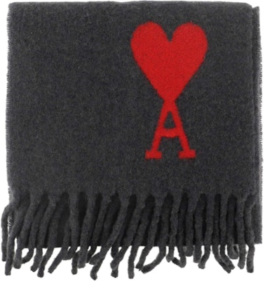 (W) Bufanda de Lana Gris Oscuro para Mujer AMI Paris con Corazón Bordado. USF409336061 Buy (W) Bufanda de Lana Gris Oscuro para Mujer AMI Paris con Corazón Bordado. USF409336061