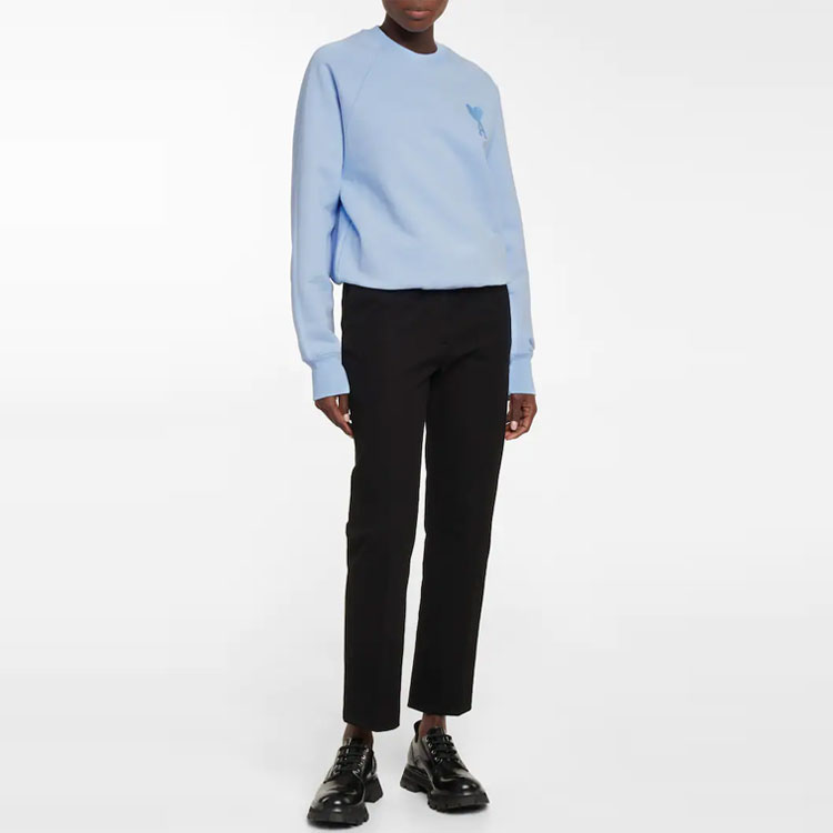 (Women) AMI Paris FW21  Light Blue Sweatshirt with Heart Logo Embroidery. E22USW-002747 圖 3