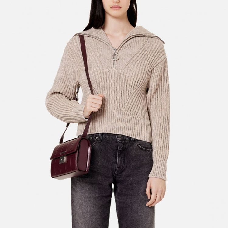 (Women) AMI Paris FW22  Beige Half-Zip Ribbed Long-Sleeve Sweater. FKS601027-250 圖 3