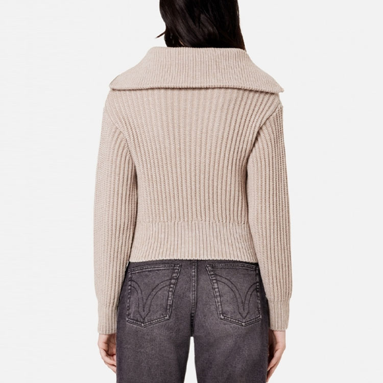 (Women) AMI Paris FW22  Beige Half-Zip Ribbed Long-Sleeve Sweater. FKS601027-250 圖 4