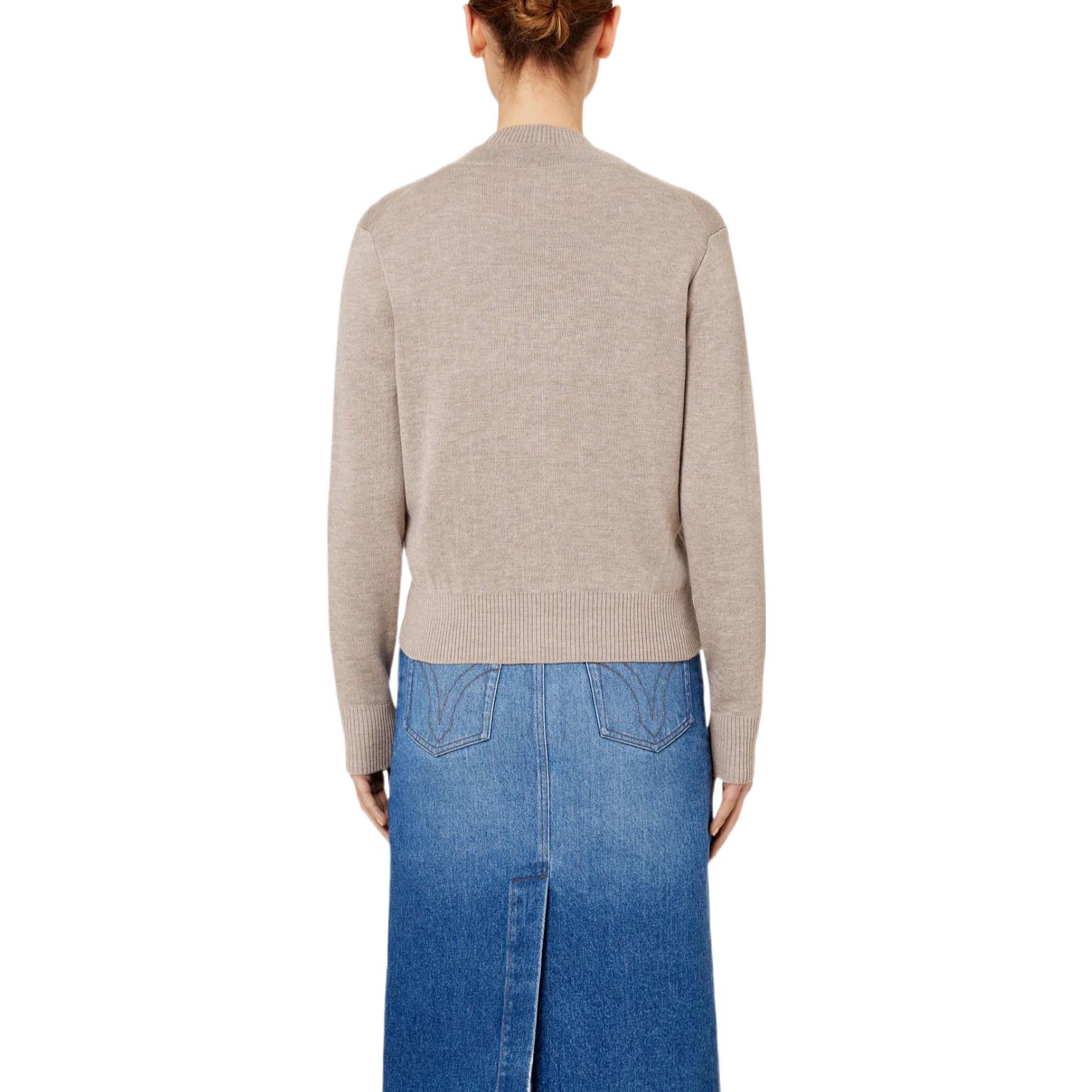 (Women) AMI Paris FW22  Heart Pattern V-Neck Button Knit Cardigan - Khaki. FKC010001-250 圖 4