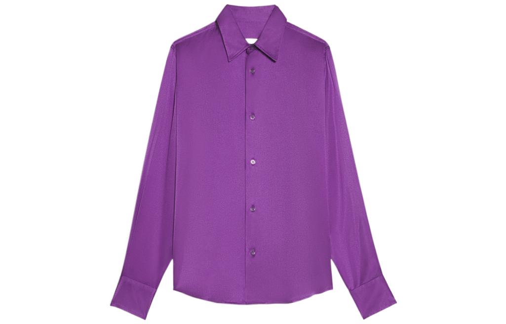 (Women) AMI Paris FW22  Solid V-Neck Long Sleeve Shirt Purple FSH080248-500 圖 2