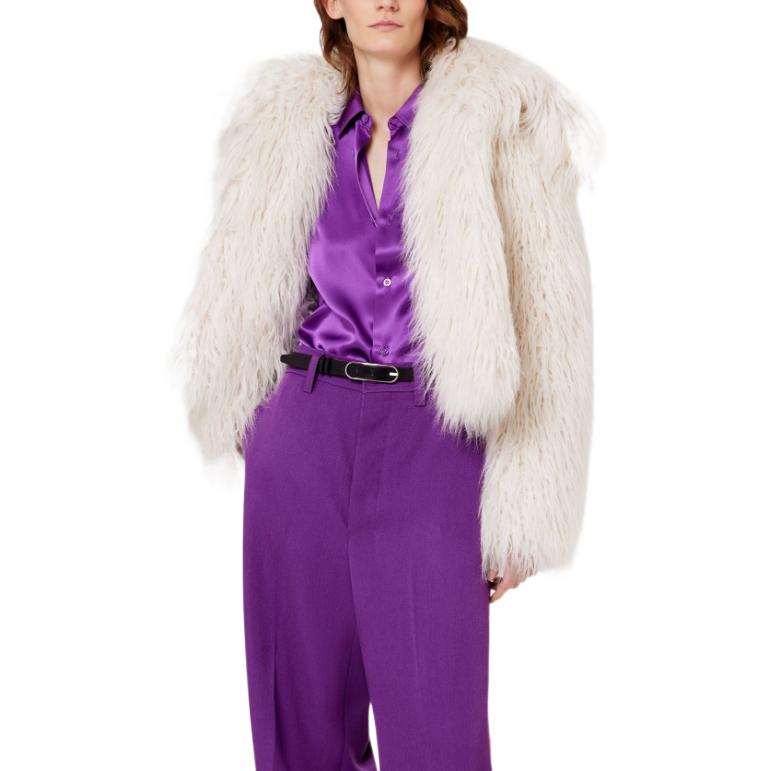 (Women) AMI Paris FW22  Solid V-Neck Long Sleeve Shirt Purple FSH080248-500 圖 4