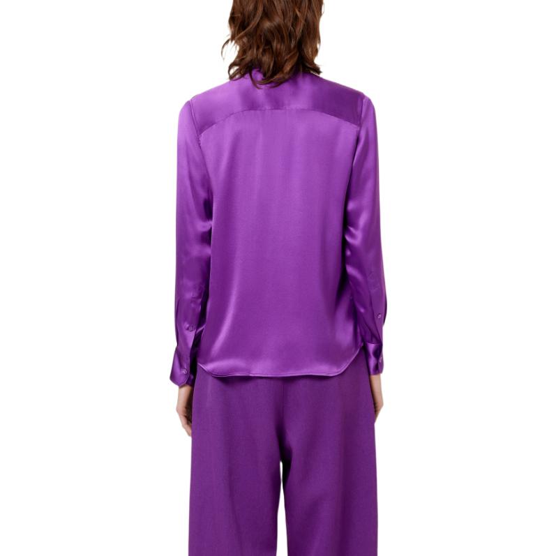 (Women) AMI Paris FW22  Solid V-Neck Long Sleeve Shirt Purple FSH080248-500 圖 5