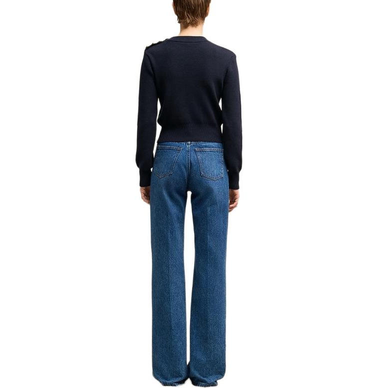 (Women) AMI Paris FW24  Slim-Fit Embroidered Pullover Sweater Navy Blue FKS039KN0055-4011 圖 4