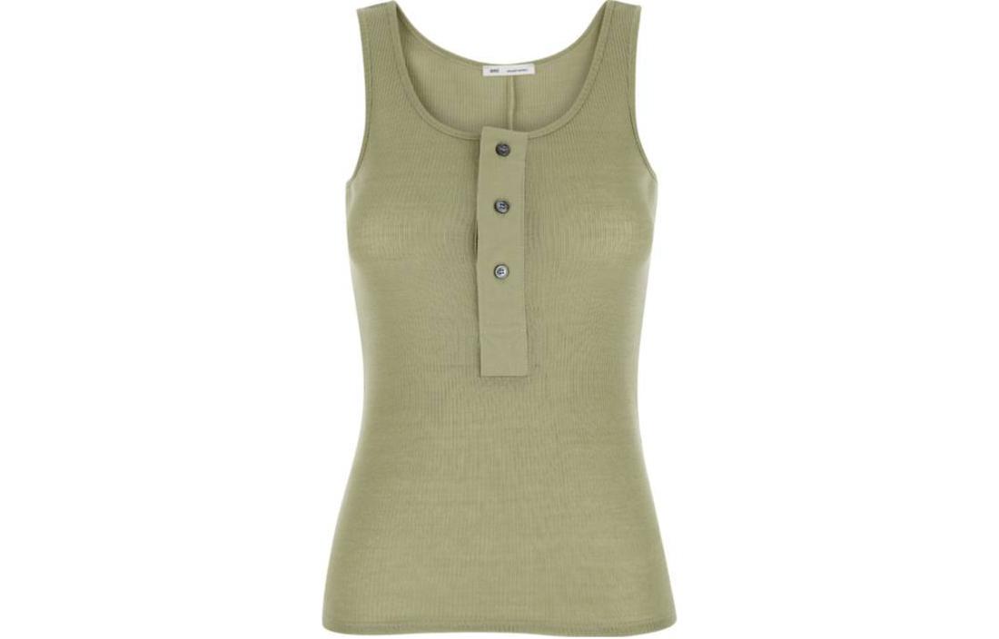 (Women) AMI Paris Green Sleeveless Slim-Fit Tank Top FTK034JE0055-317