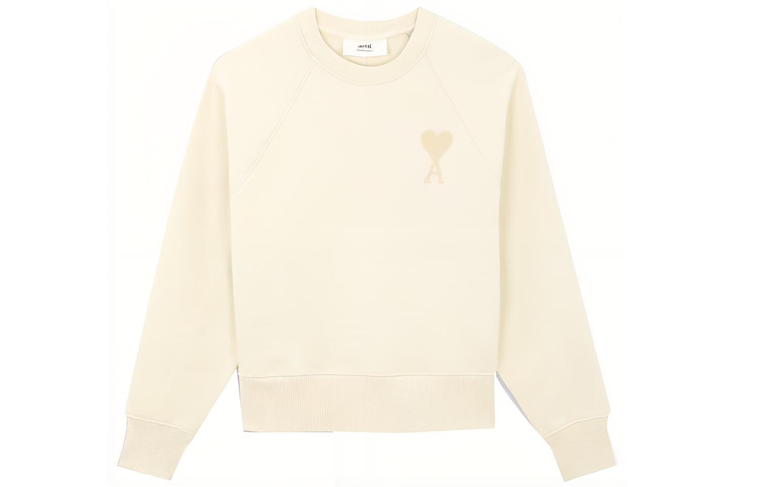 (Women) AMI Paris Heart Logo Sweatshirt  Off-White E21FJ028747-150