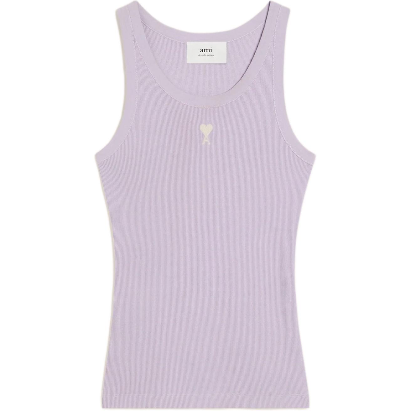 (Women) AMI PARIS Heart Sleeveless Ribbed Knit Tank Top Purple () FTK160JE0117-504