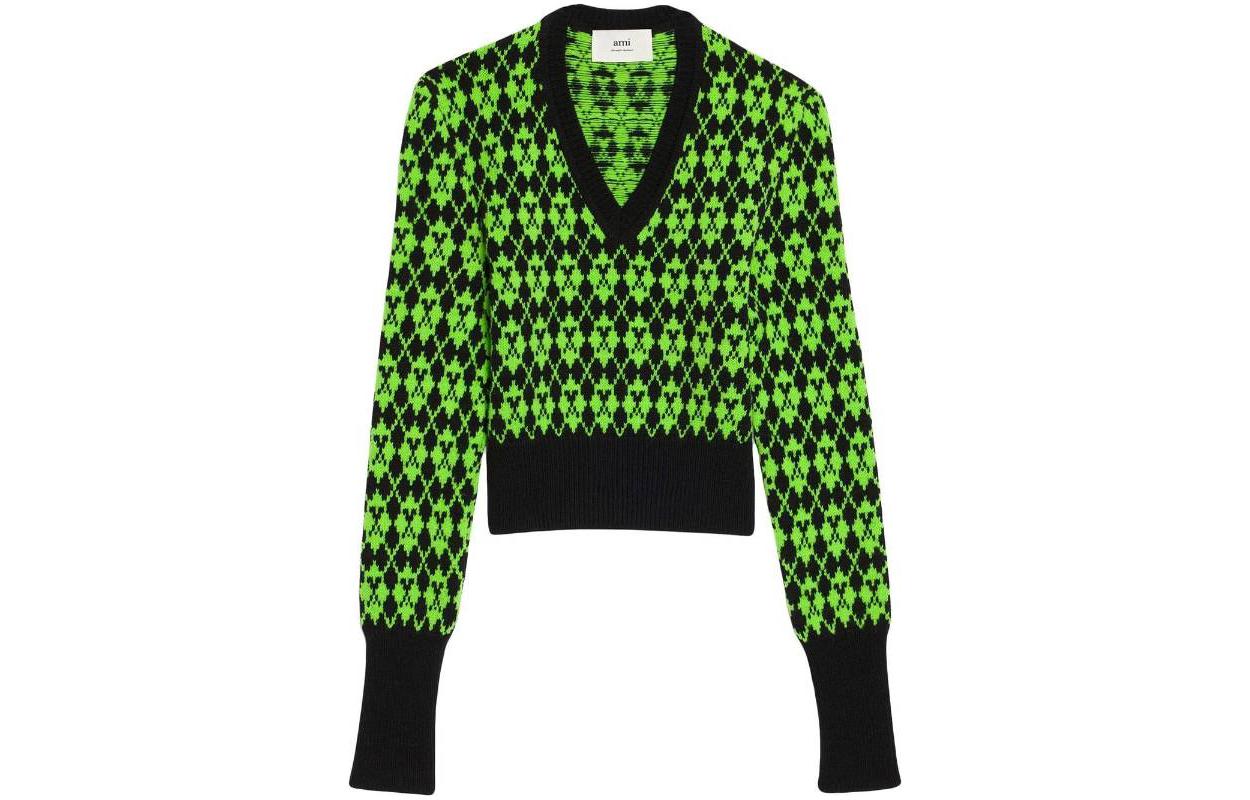 Order (W) AMI Paris 提花V领套头长袖毛衣 FKS230-030003