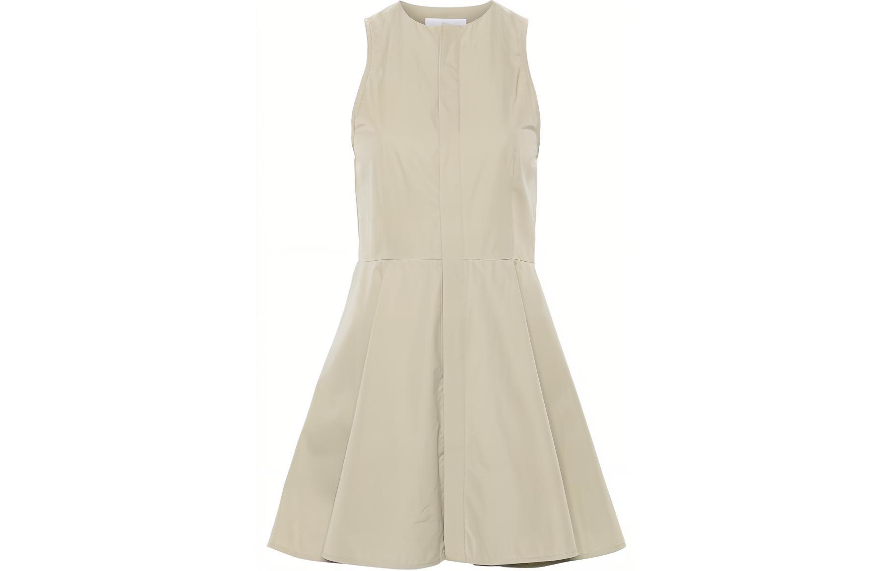 (Women) AMI Paris Minimalist Textured Cotton Sleeveless Dress Women Desert Sage Green FDR116CO0063-SAGE GREEN