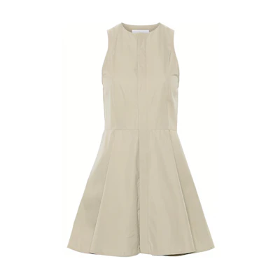(Women) AMI Paris Minimalist Textured Cotton Sleeveless Dress Women Desert Sage Green FDR116CO0063-SAGE GREEN