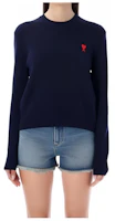 (Women) AMI PARIS Navy Blue Crewneck Long Sleeve Sweatshirt UTS200701-491 (Women) AMI PARIS Navy Blue Crewneck Long Sleeve Sweatshirt UTS200701-491