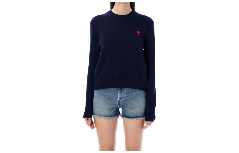 Order (W) 아미 파리 네이비 블루 크루넥 긴팔 스웻셔츠 UTS200701-491