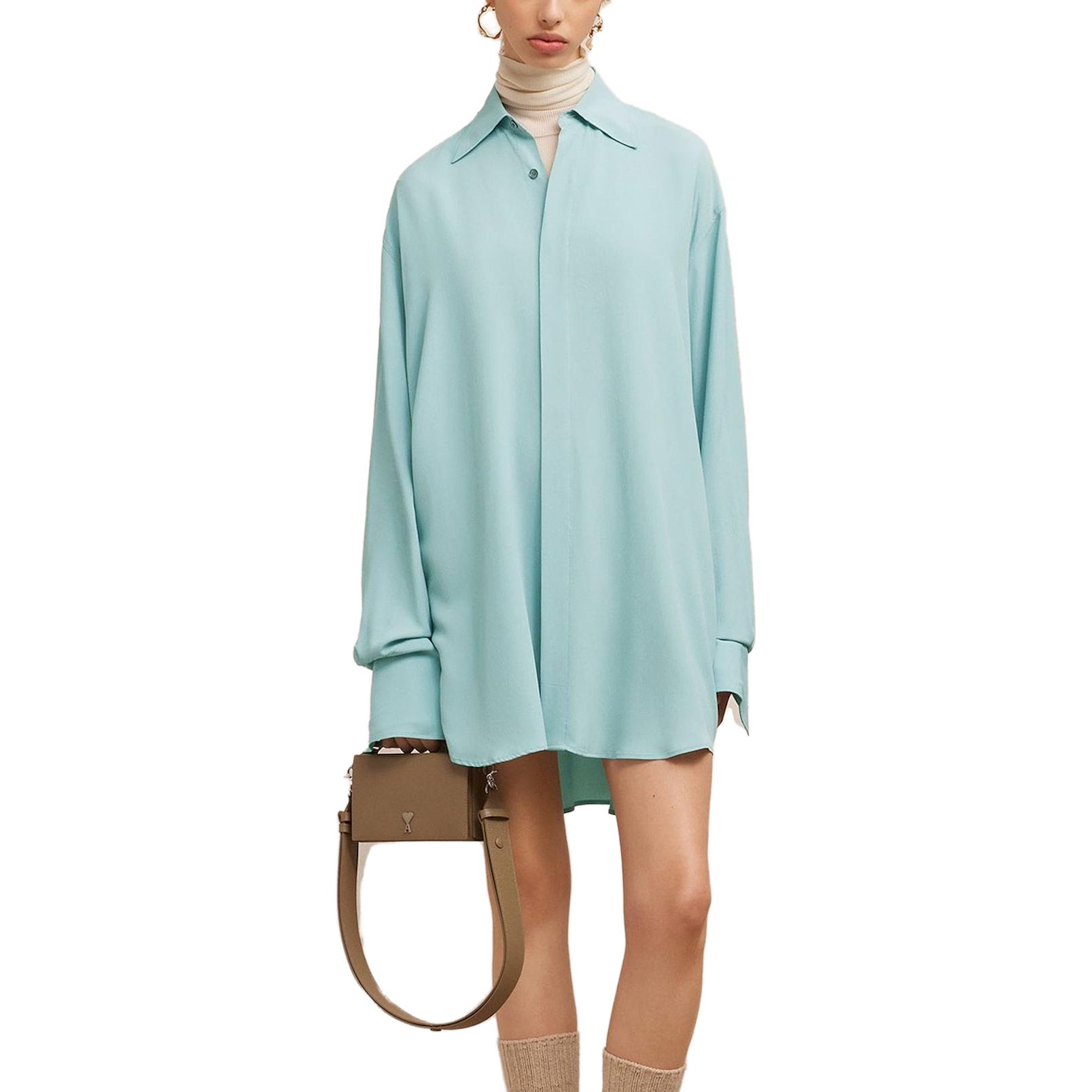 Lookbook (W) Vestido de Manga Larga Corte Holgado Color Sólido AMI Paris FDR401AC0004468