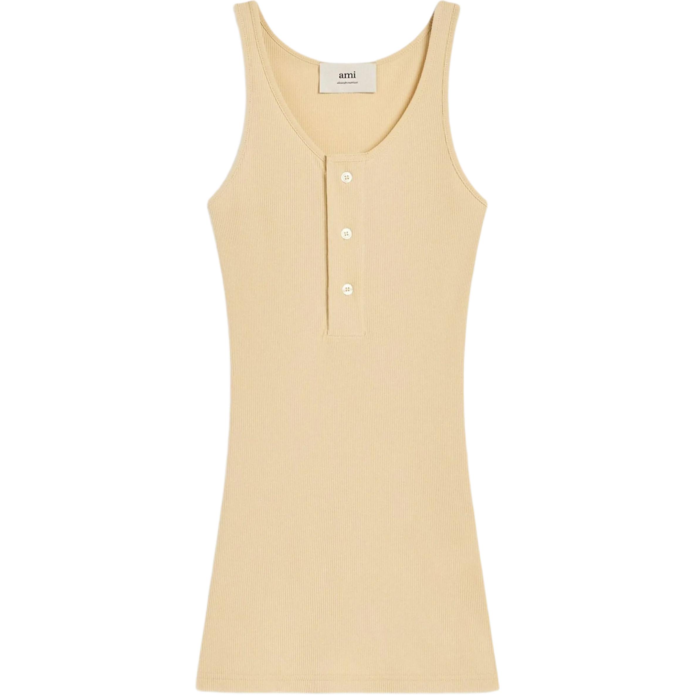 (Women) AMI PARIS Solid Ribbed Crewneck Sleeveless Tank Top SPFTK034JE0192721