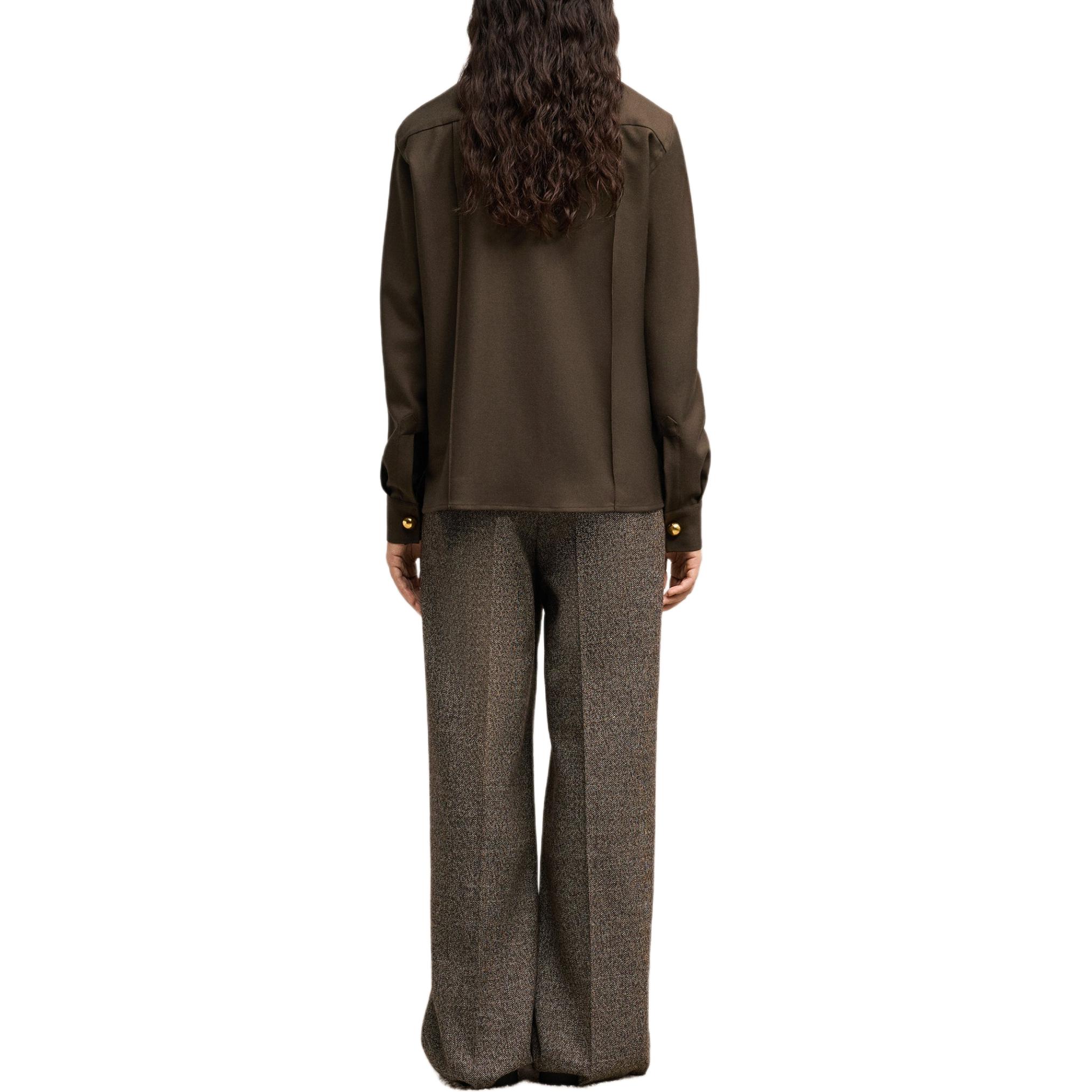 (Women) AMI PARIS Solid Single-Breasted Long Sleeve Shirt Women Dark Brown USH012WV0026-221 圖 4