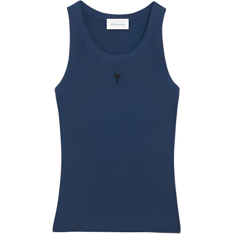 (Women) AMI PARIS Solid Slim-Fit Sleeveless Crewneck Tank Top - FTP811JE0117A021