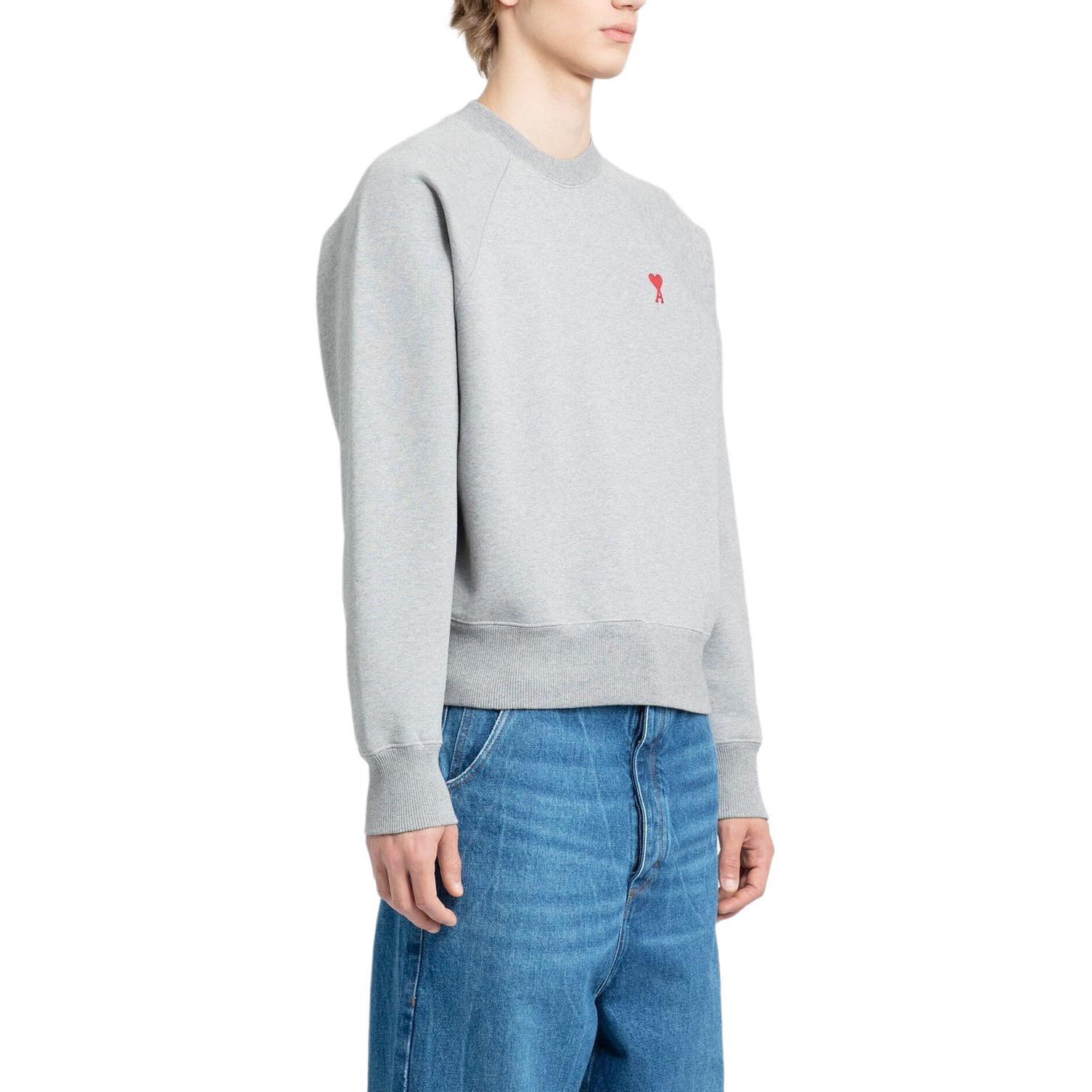 (Women) AMI Paris SS23  Grey Crewneck Logo Embroidered Long Sleeve Sweatshirt BFUSW005747-055 圖 4