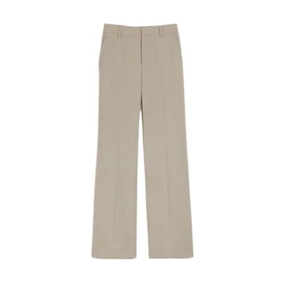 (Women) AMI PARIS SS24 Mid-Rise Hidden Zipper Loose Casual Pants Light Gray Beige AFTR415VI0007-2811