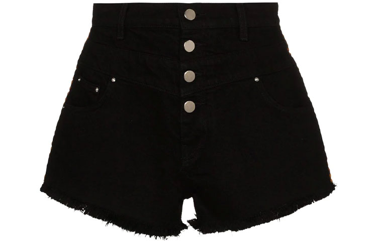 Order (W) AMIRI Celana Pendek High-Waist Denim Hitam Y0W1147-3DE