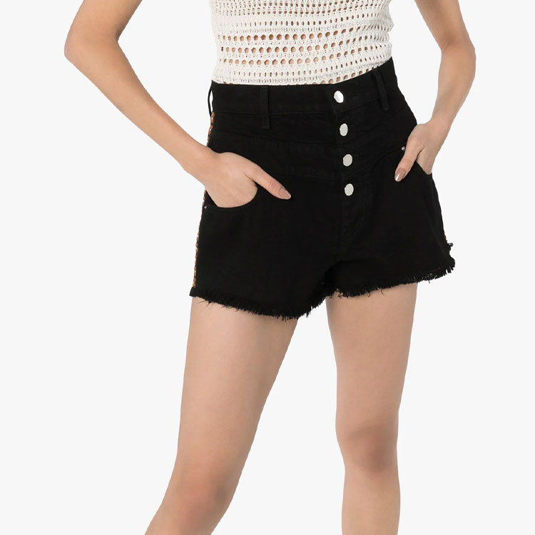 Shop (W) AMIRI Celana Pendek High-Waist Denim Hitam Y0W1147-3DE