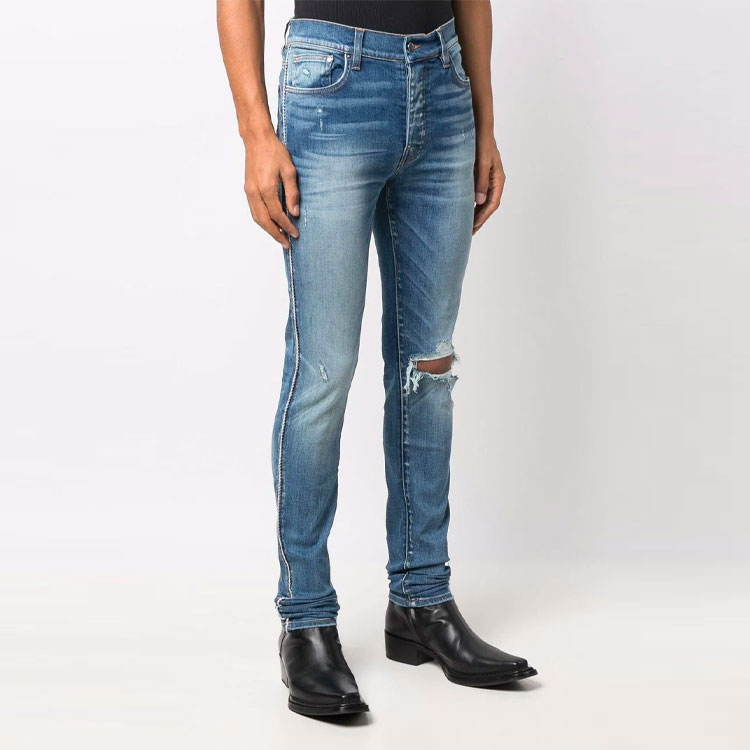 (Women) AMIRI FW21  Logo Distressed Detail Denim Jeans - Blue MDS112479-479 圖 5