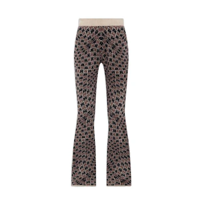 (Women) AMIRI FW23 Brown Swirl Plaid Flared Casual Pants. AW23WKP008-964