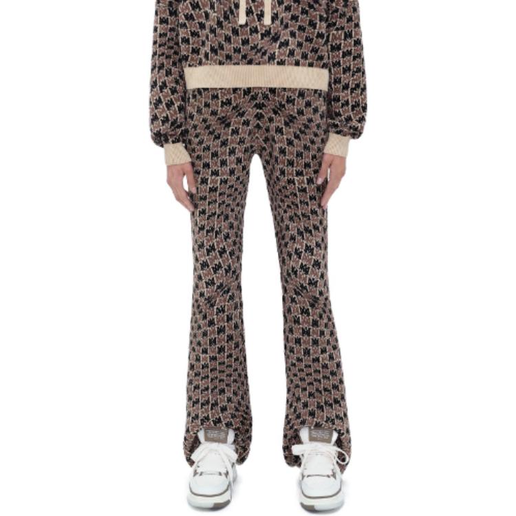 Lookbook (W) AMIRI 2023秋冬 棕色漩涡格纹喇叭休闲裤。 AW23WKP008-964
