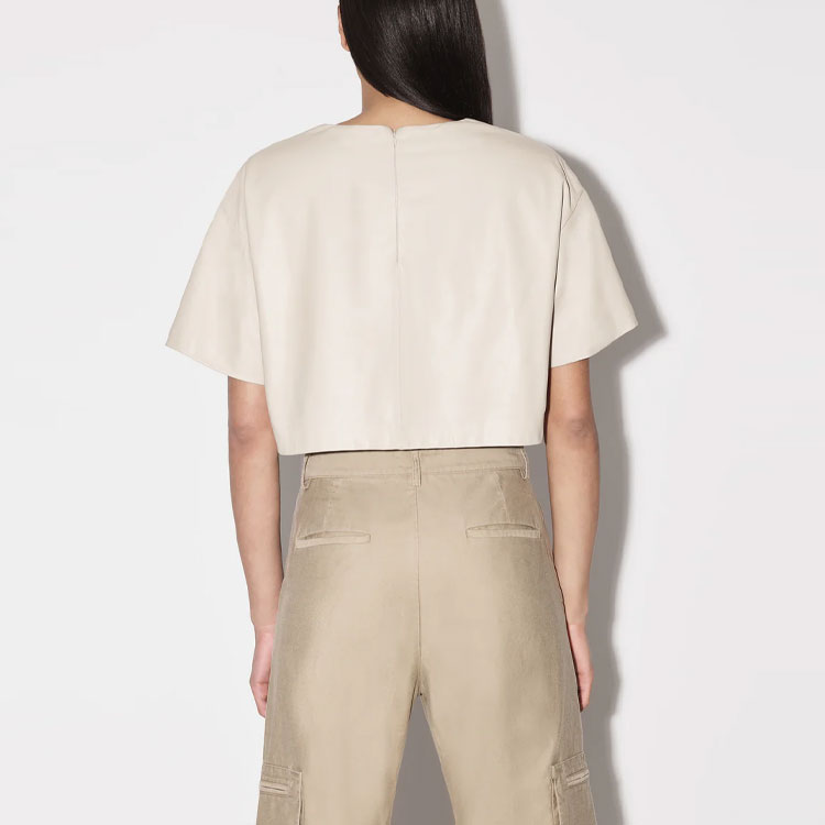 Shop (W) AMIRI SS23 米色短袖背后拉链短款T恤. PF22WLS002-845