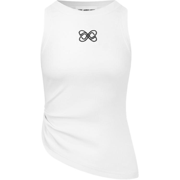 (Women) Ann Andelman Asymmetric Ruched Slim Fit Crewneck Tank Top CC5724BX1225-WHITE