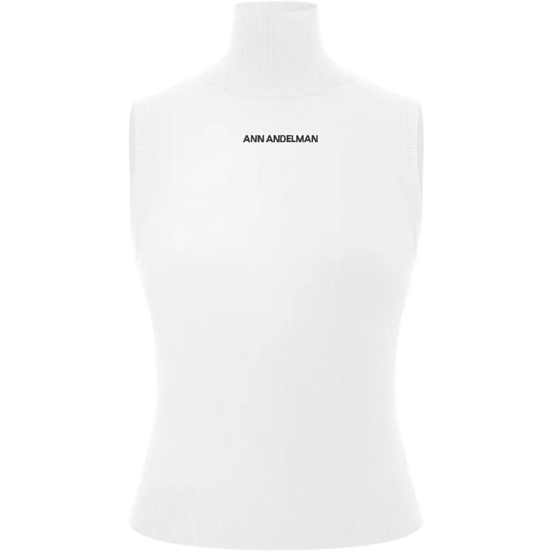 (Women) Ann Andelman Fitted High-neck Letter Vest Top 51819846533490