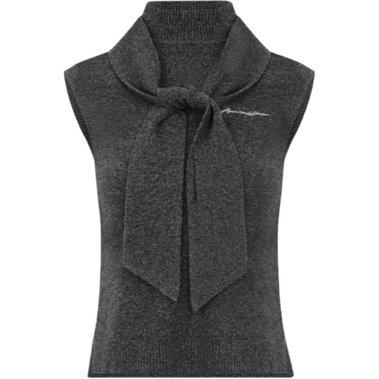 (Women) Ann Andelman Furry Knit Slim High-Neck Cropped Pullover Vest CC5725ZZ1251