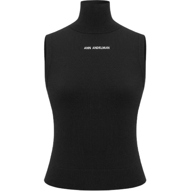 (Women) Ann Andelman High Neck Sleeveless Knitted Base Layer Tank Top CC5724BX0788-BLACK
