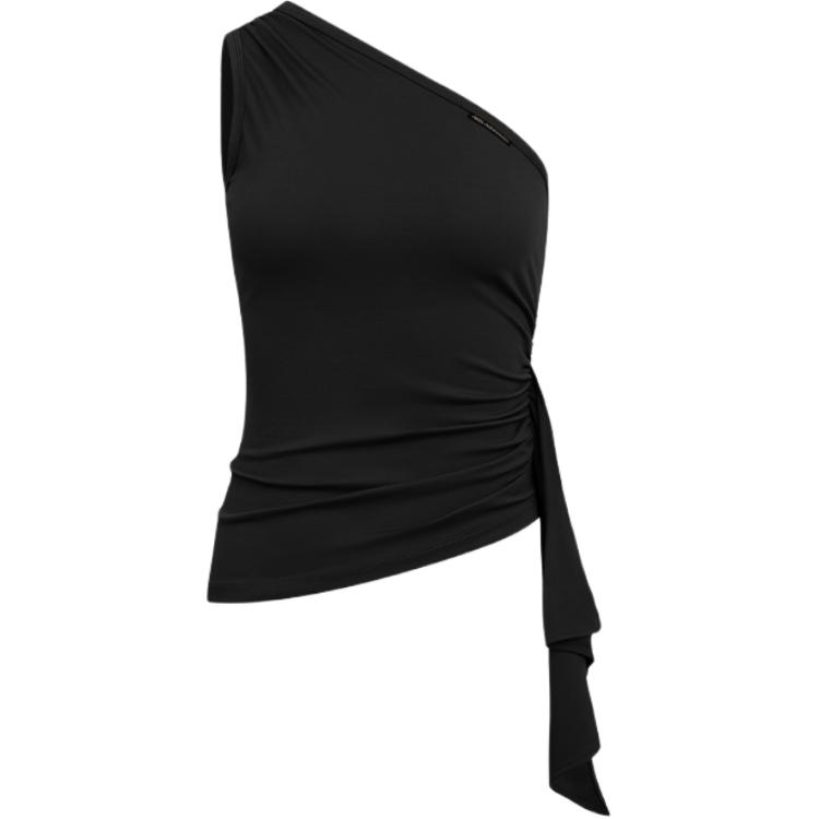 (Women) Ann Andelman One-Shoulder Slim Knit Tank Top with Stylish Tie Design AA25BX1586-BLACK