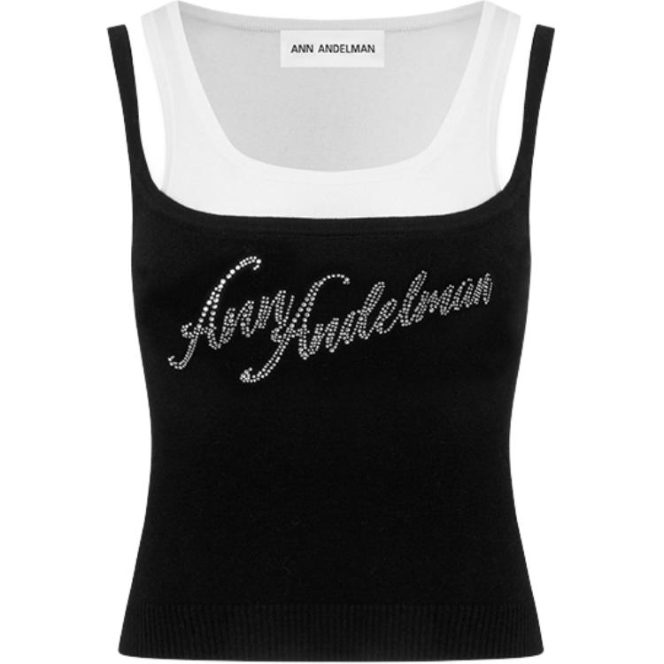 (Women) Ann Andelman Rhinestone Two-Piece Slim Fit Tank Top CC5724BX1219