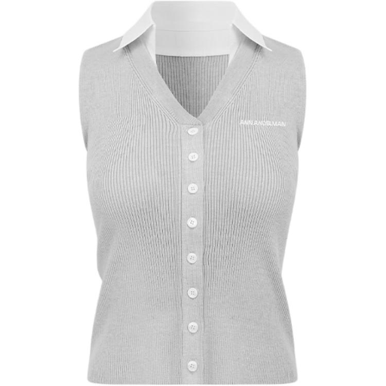 (Women) Ann Andelman Slim-Fit Sleeveless Shirt Collar Tank Top AA25BX1477