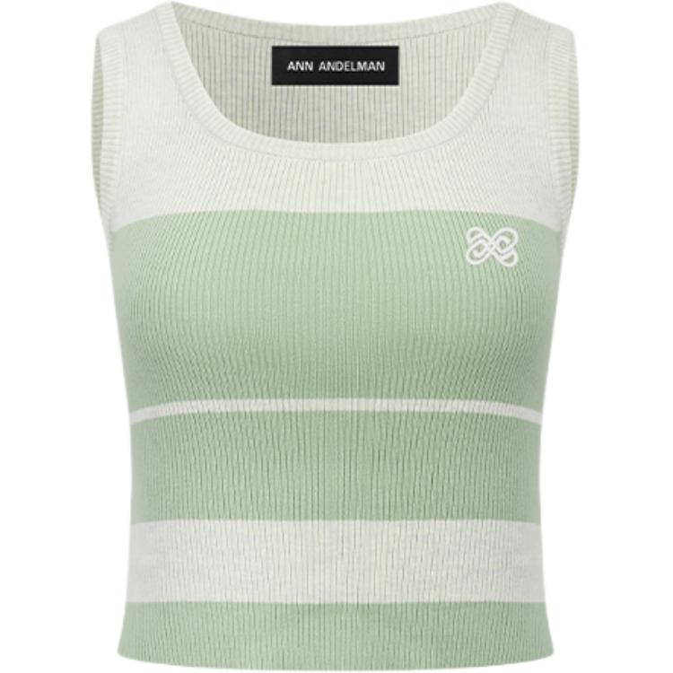 (Women) Ann Andelman Slim-Fit Striped Knit Round-Neck Tank Top AA25BX1475