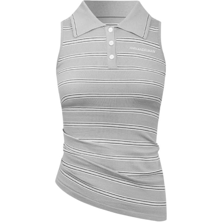 (Women) Ann Andelman SS25 Ruched Striped Sleeveless Tank Top . AA25BX1479
