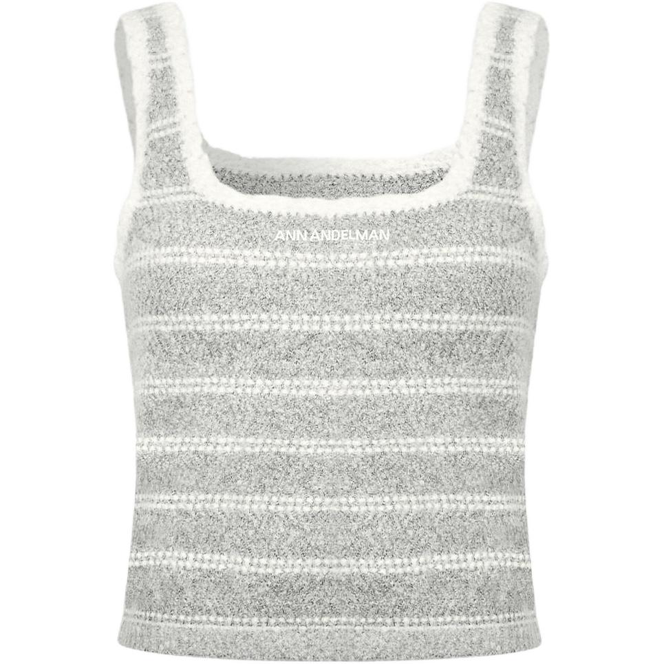(Women) Ann Andelman SS26 Striped Soft Knit Square Neck Crop Tank Top - . AA25BX2434