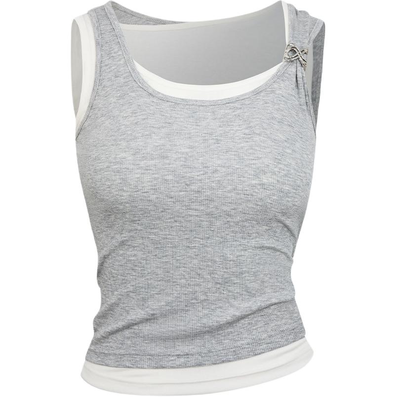 (Women) Ann Andelman Two-Piece Metal Detail Slim-Fit Fashion Tank Top AA26BX2914