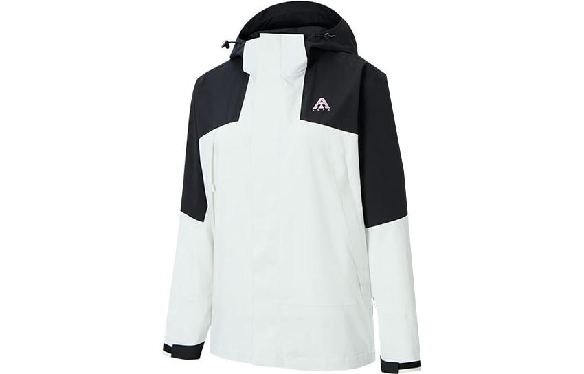 (Women) Anta 3-in-1 Fleece Windbreaker Jacket White Patchwork Hooded Design 962347607-1